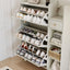 Natural Bohemian style shoe cabinet with 3 rattan flip drawers, 3 square shelves, and 1 storage drawer, white - Korvel