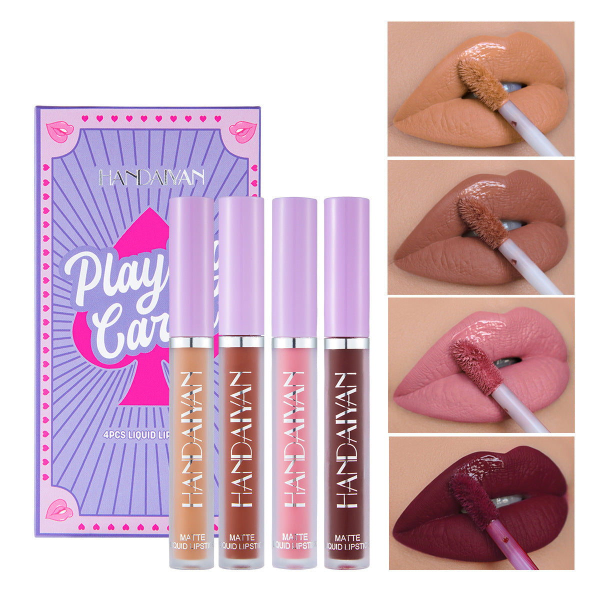 HANDAIYAN Playing Card Lipstick Set - 4 Matte Shades