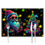 Christmas table mat with white linen starry sky and Santa Claus print - Korvel