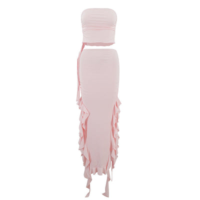Summer new one shoulder jellyfish lace set skirt spicy girl outfit - Korvel