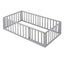 Twin Size Wood Daybed Frame with Fence - Gray