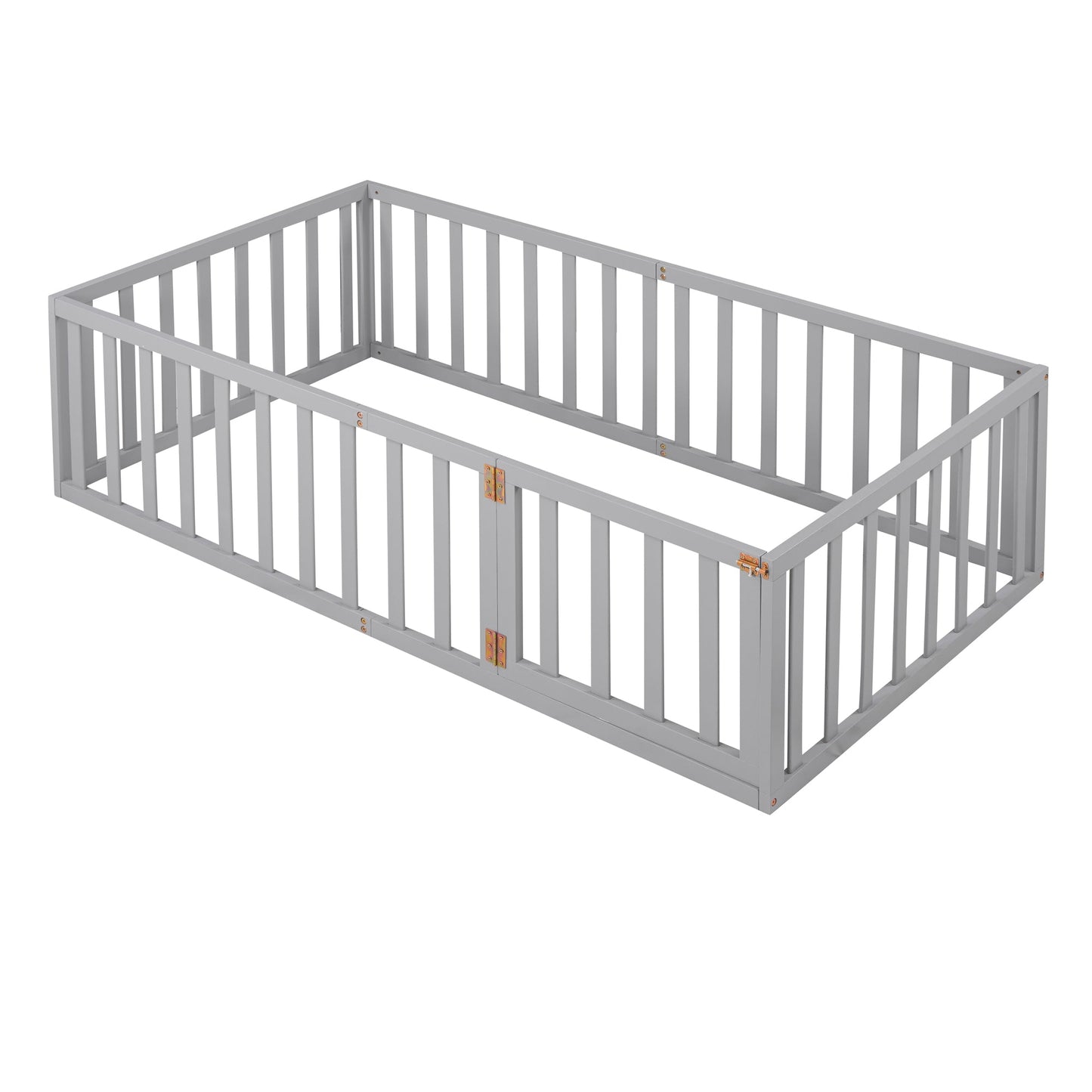 Twin Size Wood Daybed Frame with Fence - Gray