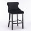 Elegant Black Velvet Wing Back Bar Stool Set of 2