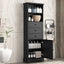 Elegant Black High Storage Cabinet with 3 Drawers