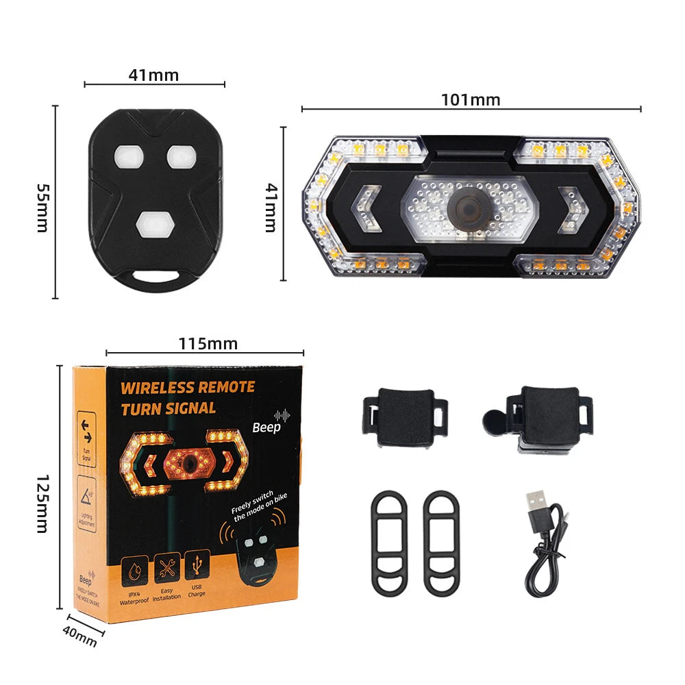 Bike Rear Lamp Smart Wireless Remote Turn Signal Lights Bicycle LED Taillight Easily Installation Bicycle Cycling Accessories - Korvel
