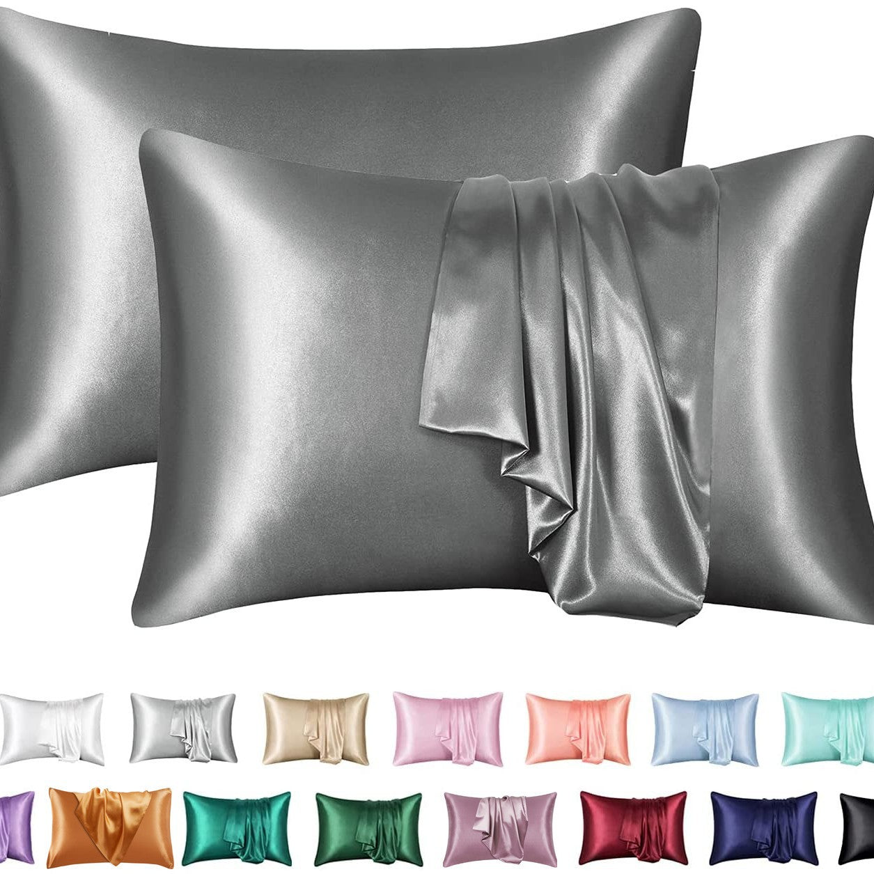 Simulation silk solid color polyester pillowcase envelope pillow pillow cases pillow pair multi-color - Korvel