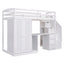 Elegant Twin Size Loft Bed with Wardrobe and Desk in White