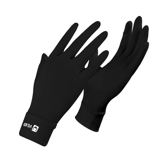 Cycling UV resistant thin breathable silicone anti slip touch screen sunscreen ice silk gloves - Korvel