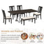 Traditional 6-Piece 78inch Trestle Extendable Dining Table Set with One 18inch Removable Leaf Distressed White - Korvel