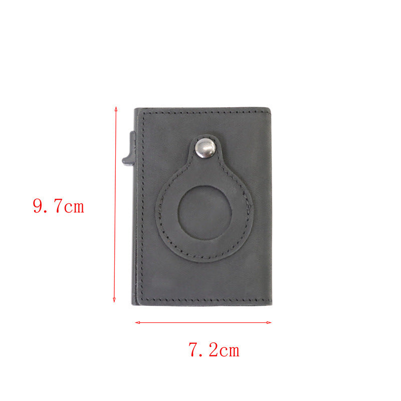 Premium Leather Bi-Fold Card Case with Air Tag Sleeve