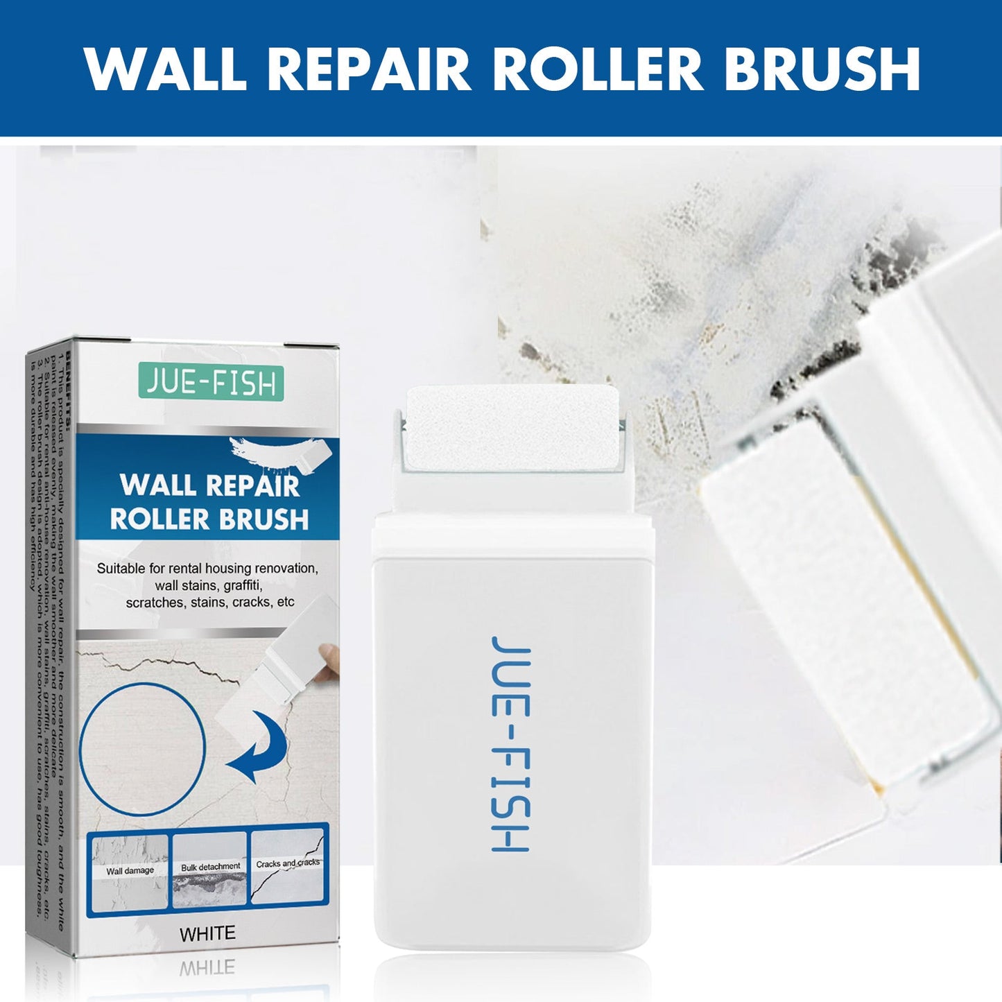 Wall Repair Roller Brush, White Paint Renovation, Moisture And Crack Prevention, Graffiti Cover Repair Wall Paint - Korvel