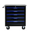 5 DRAWERS MULTIFUNCTIONAL TOOL CART WITH WHEELS-BLACK+BLUE - Korvel