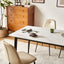 A set of 2 high back dining chairs with PU artificial leather soft cushions and metal legs, decorated with large soft cushions - Korvel