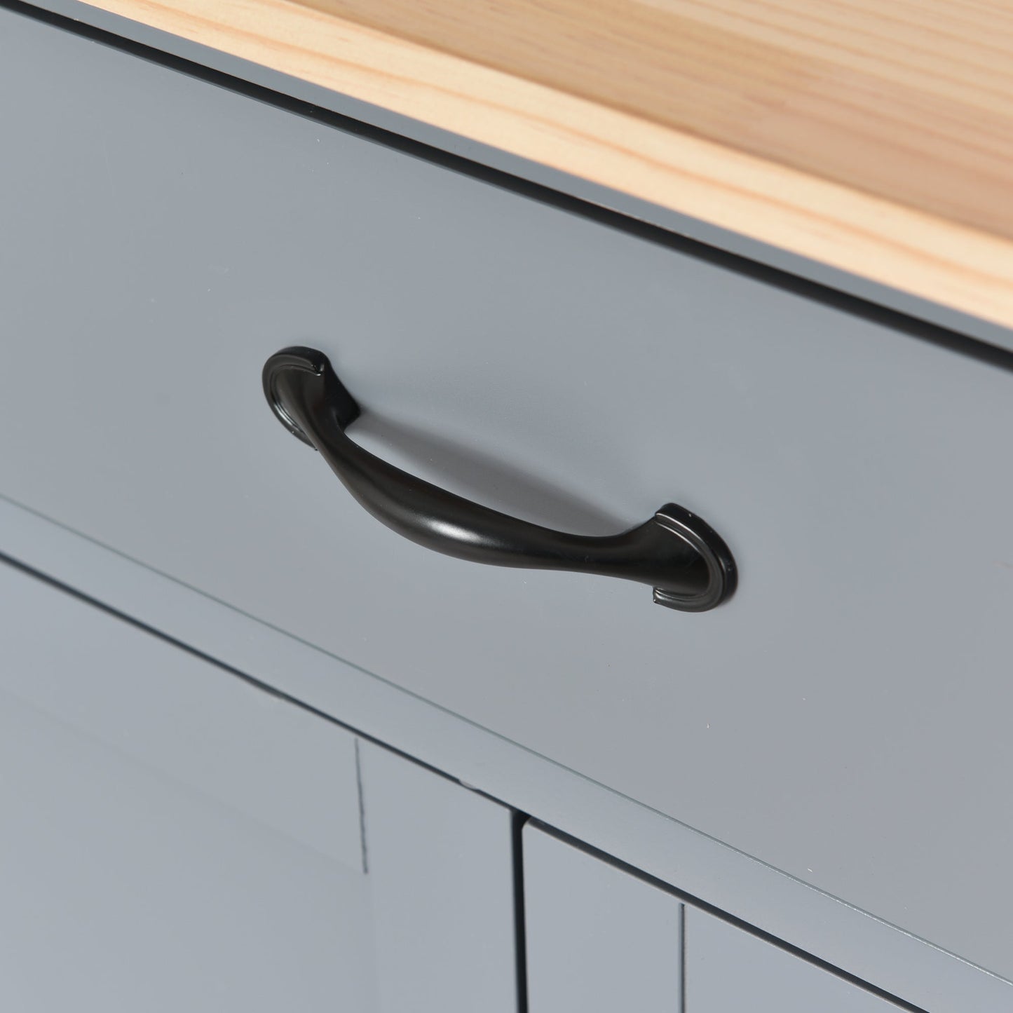 Kitchen Island Cart with Solid Wood Top and Locking Wheels 54.3 Inch Width (Grey Blue) - Korvel