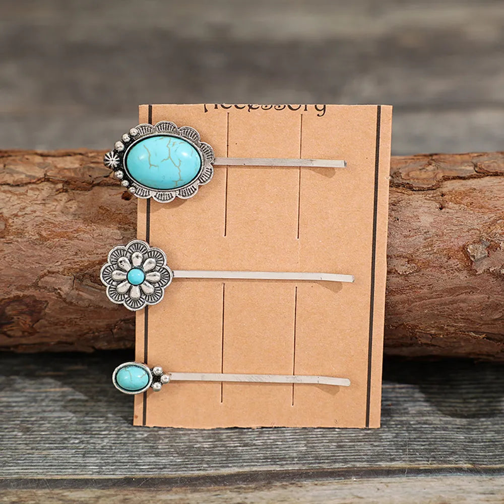3 PCS/Set Artificial Turquoise Hair Pins - Korvel