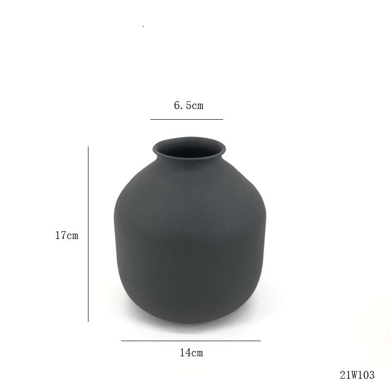 Elegant Matte Black Metal Vase for Home Decor