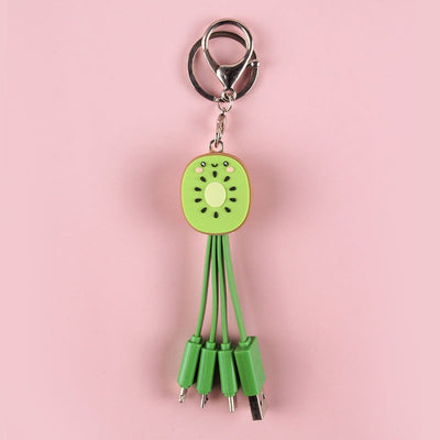 Kiwi Mobile Data Cable Healing Series Fruit Smile Keychain Universal Charging Cable 3-in-1 - Korvel