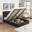 Lit plateforme queen rembourré avec rangement - Gris