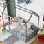 Cadre de lit en bois de taille twin avec clôture pour enfants - Gris