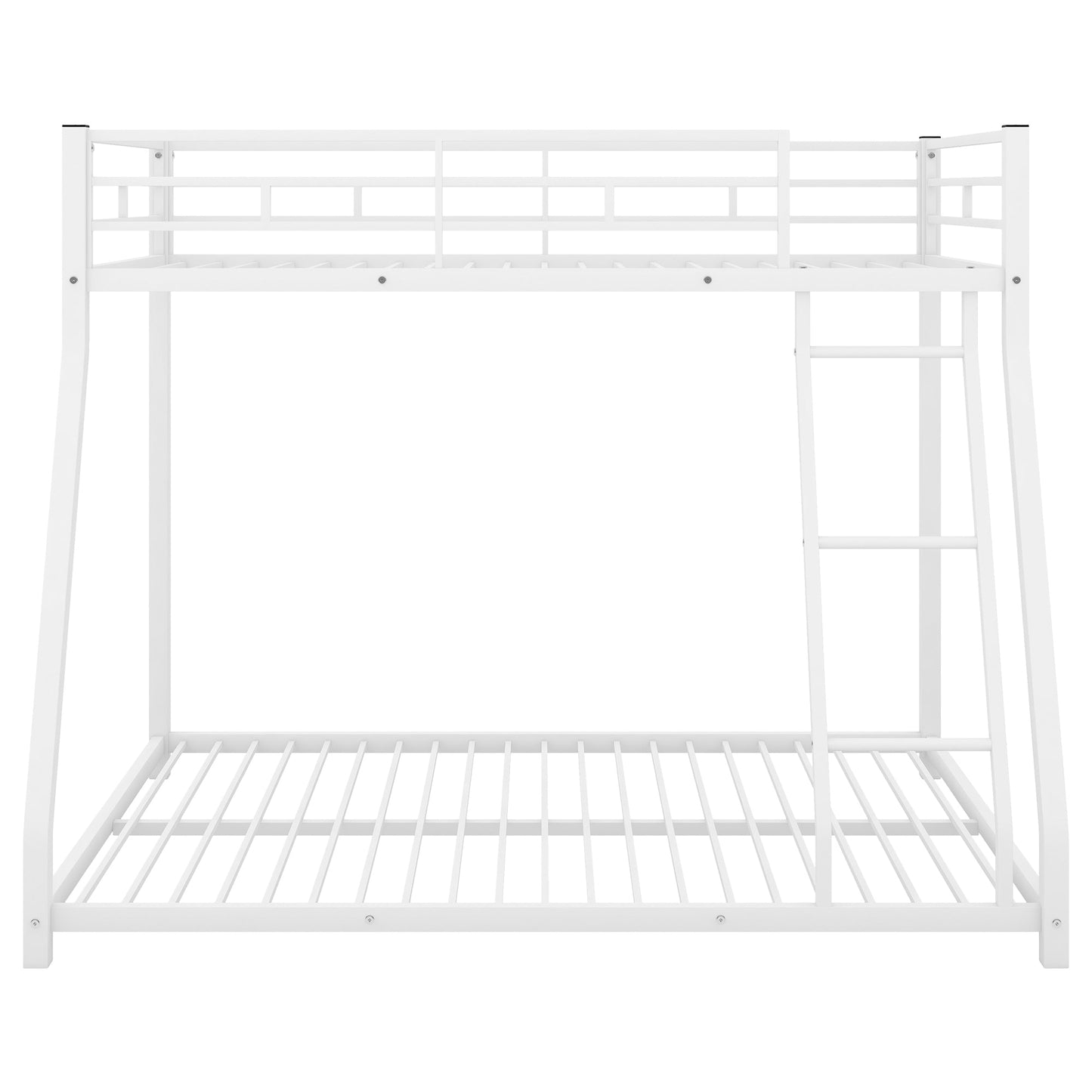 Premium Metal Floor Bunk Bed - Twin over Full in White