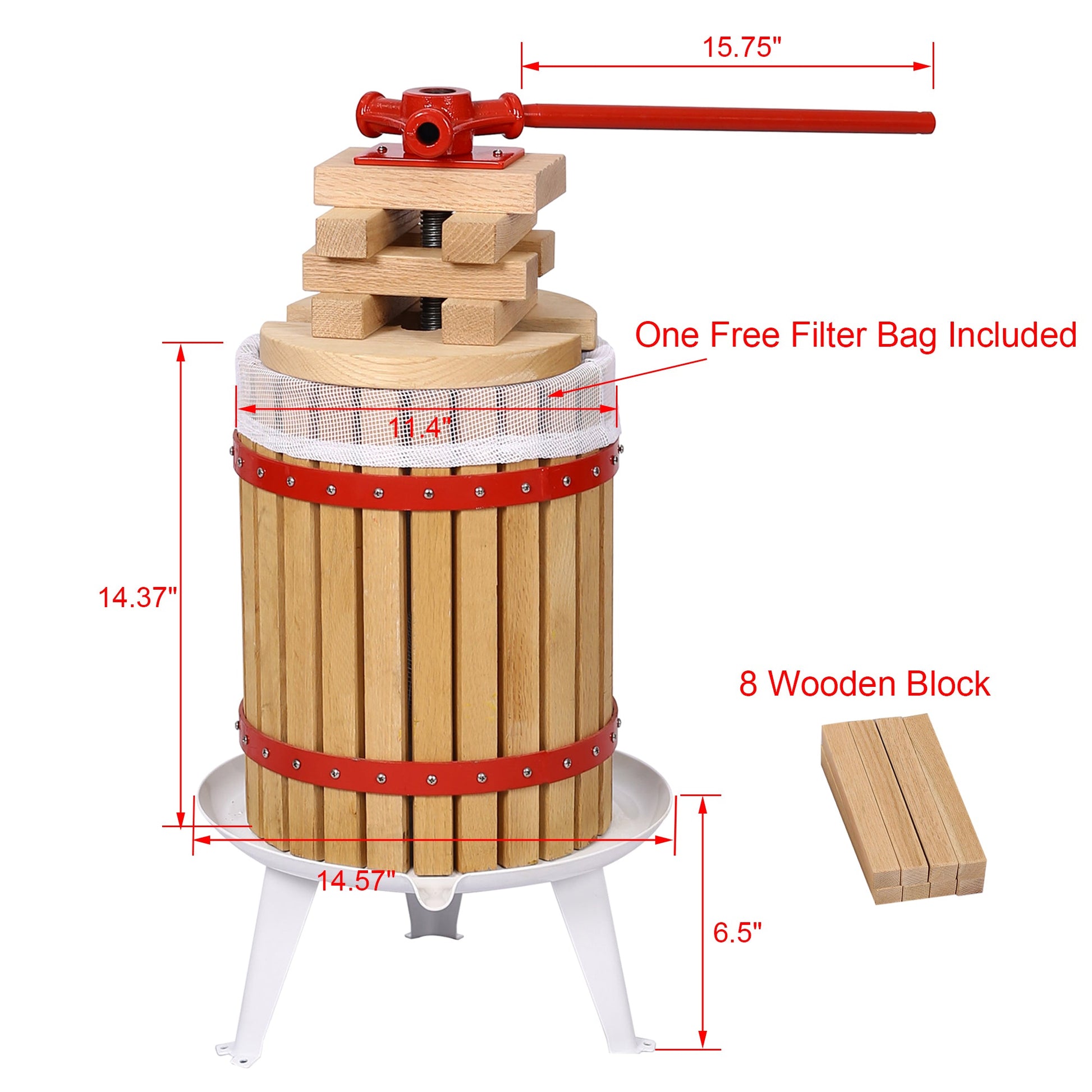 Fruit Wine Press and Crusher and Filter Bag,100% Nature Apple&Grape&Berries Crusher Manual Juice Maker for Kitchen - Korvel