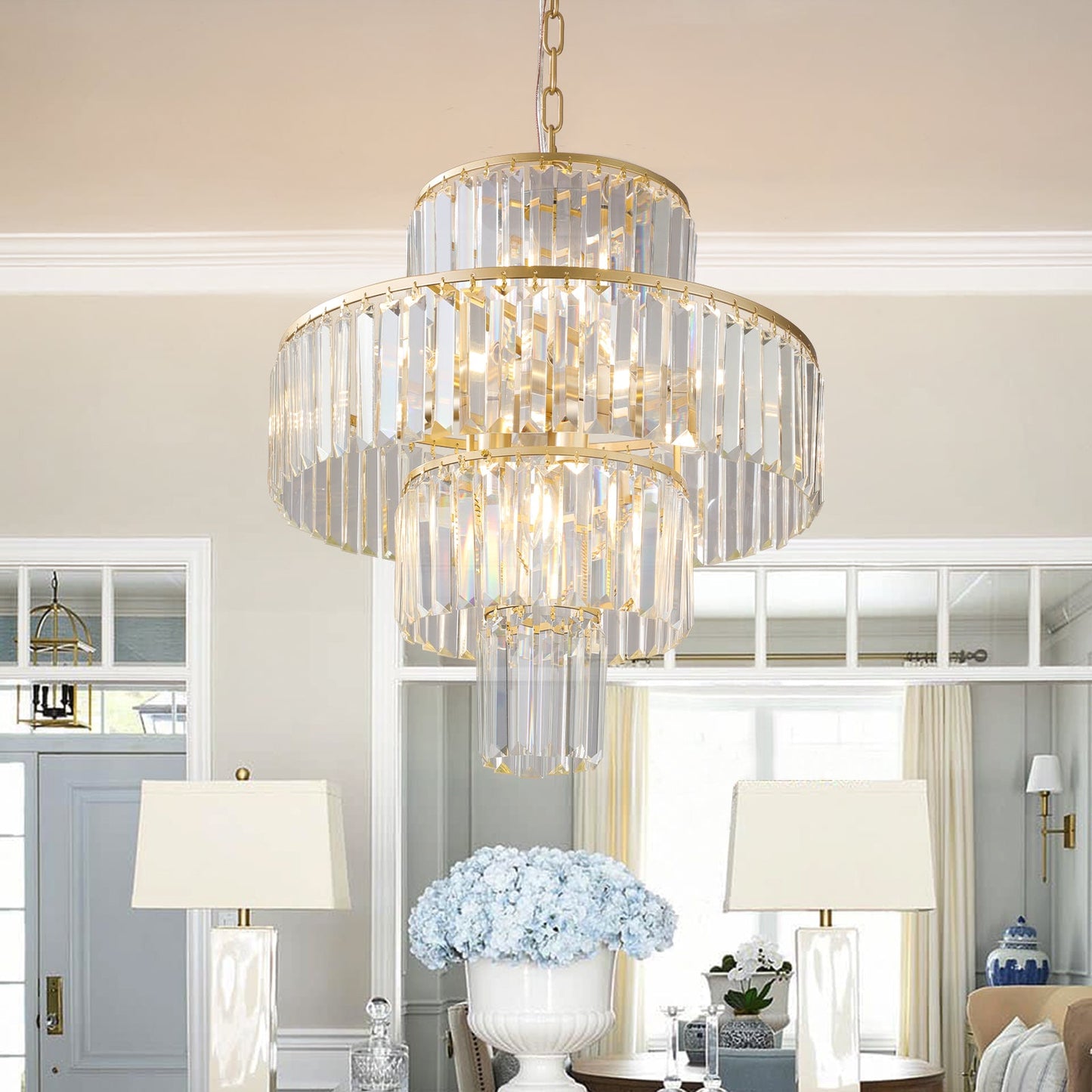 Luxury Crystal Chandelier Modern Chandeliers Lights Fixture Hanging Pendant Light Fixture Dia 19.7 Inch - Korvel