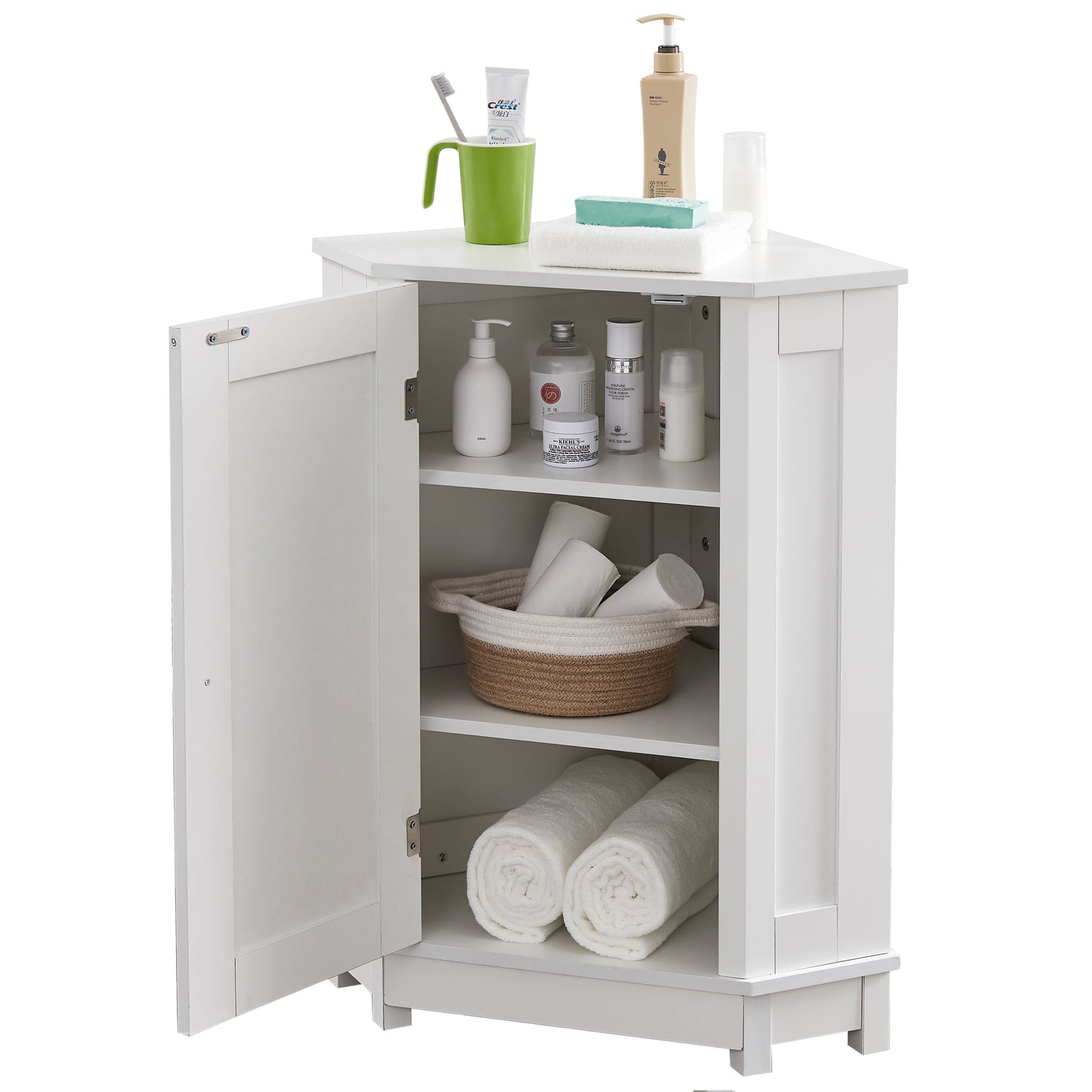 Armario de Baño Esquinero Blanco con Estante Ajustable