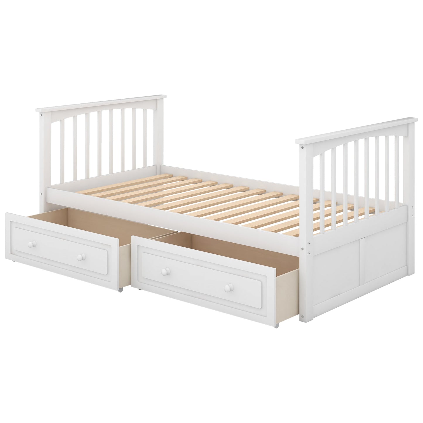 Cama litera de dos camas individuales con cajones - Blanca convertible