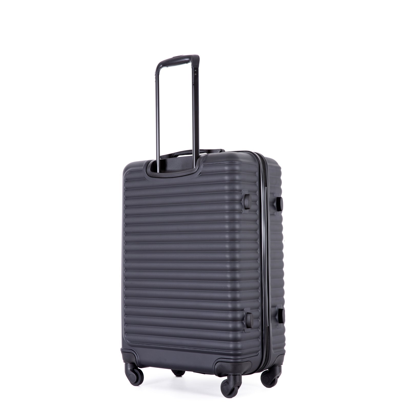 3 Piece Luggage Sets ABS Lightweight Suitcase with Two Hooks, Spinner Wheels, TSA Lock, (20/24/28) Black - Korvel