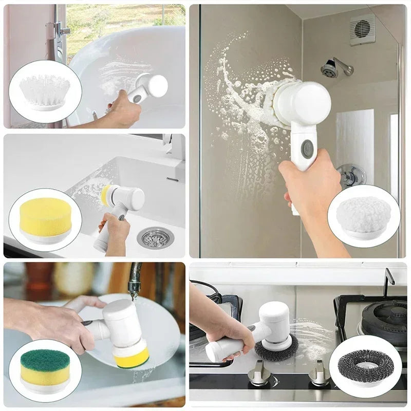 Electric Spin Scrubber with 5 Brush Heads