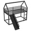 Twin over Twin House Bunk Bed with Ladder and Slide,Black - Korvel