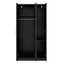 Elegant 3-Door Wardrobe with Mirror and Shelves in Black