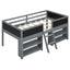 Twin Size Low Loft Bed with Two Movable Shelves and Ladder,with Decorative Guardrail Chalkboard,Gray - Korvel