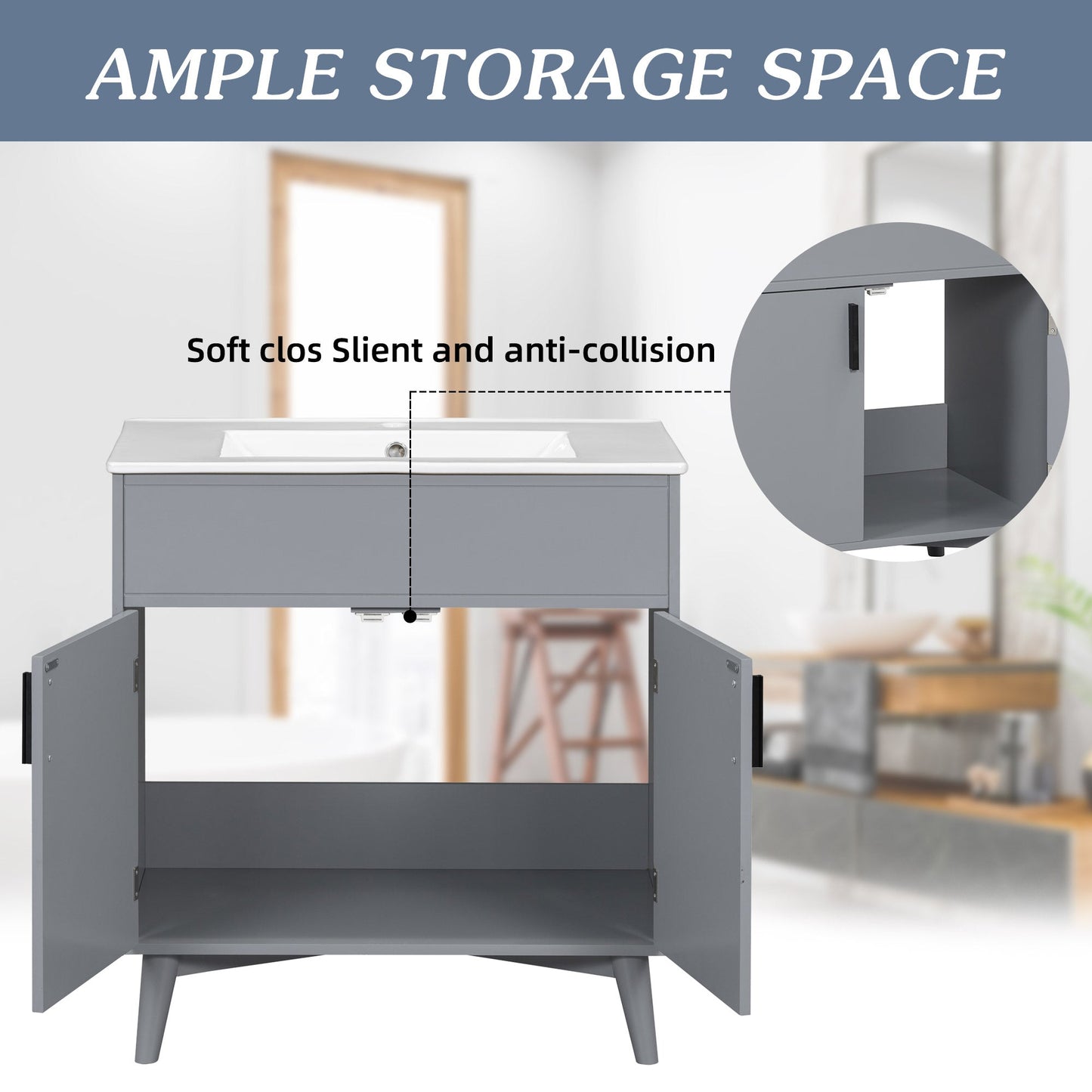 Ensemble de meuble de salle de bain élégant avec lavabo et rangement