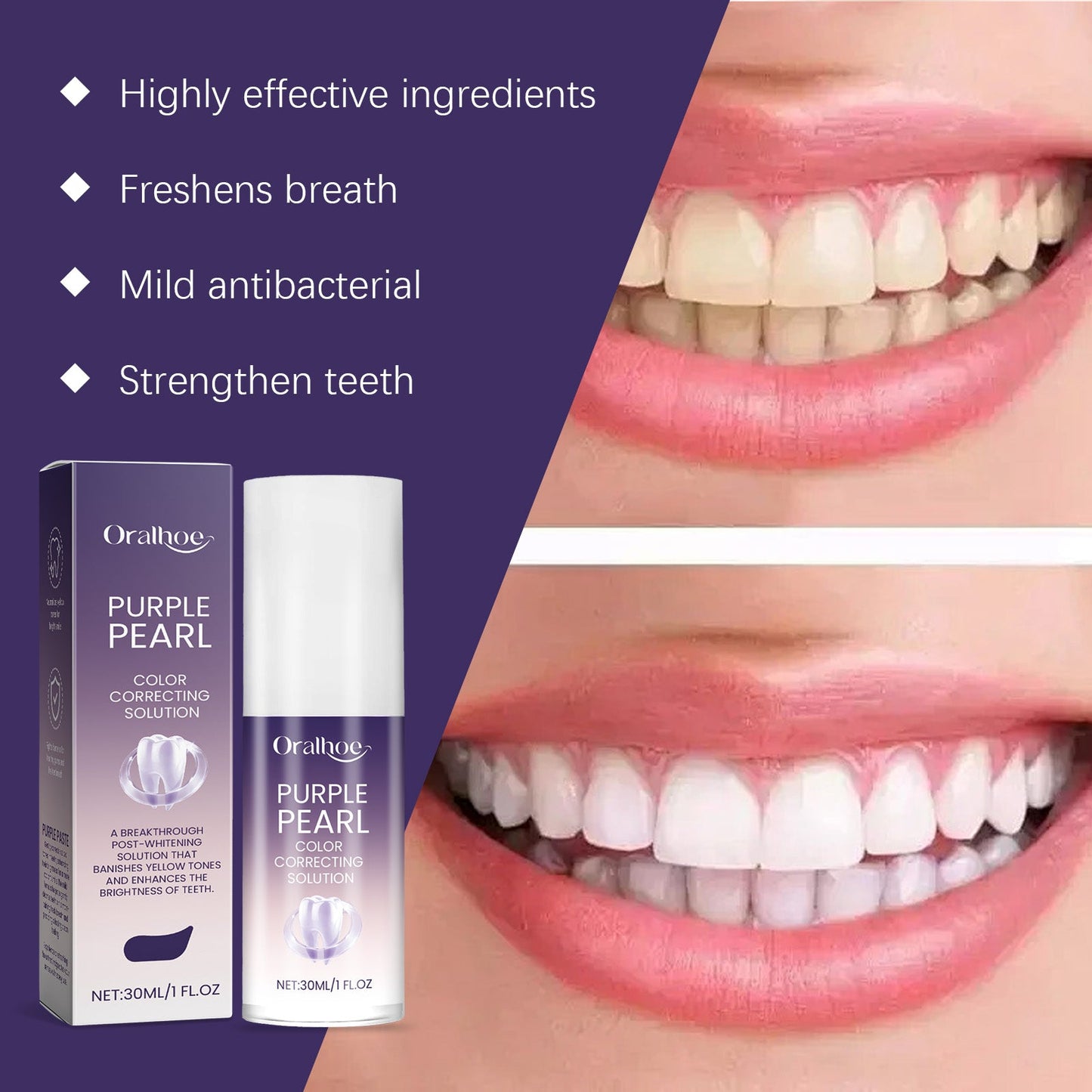 Purple Care Toothpaste Clean Teeth Hygiene Care Mouth Fresh Daily Care Toothpaste - Korvel