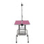 36 inch folding pet grooming table with stainless steel frame and rubber pad, equipped with adjustable armrests and clips (pink) - Korvel