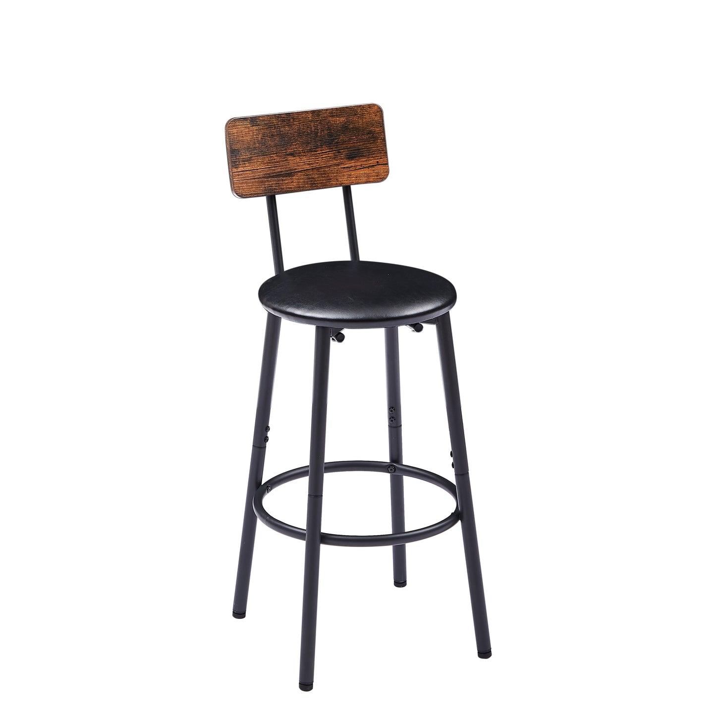 Conjunto de Taburetes de Bar Tapizados en Marrón Rústico con Estante