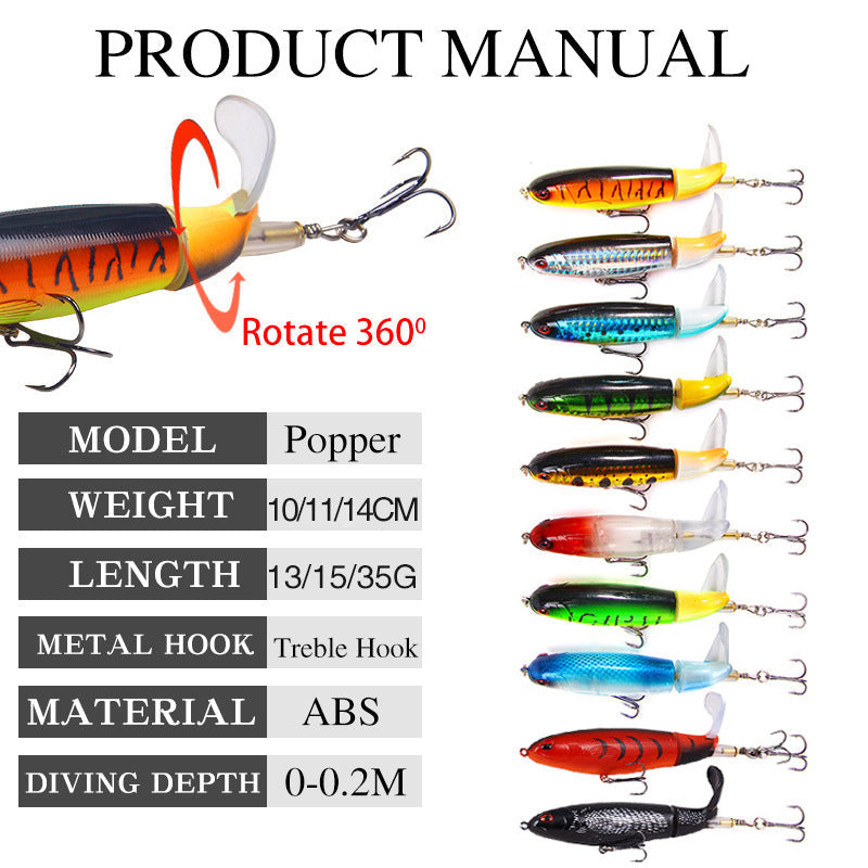 Luya Bait Propeller Tractor Bait 15g 11cm Floating Pencil Wave Climbing Bait Fishing Gear Products - Korvel