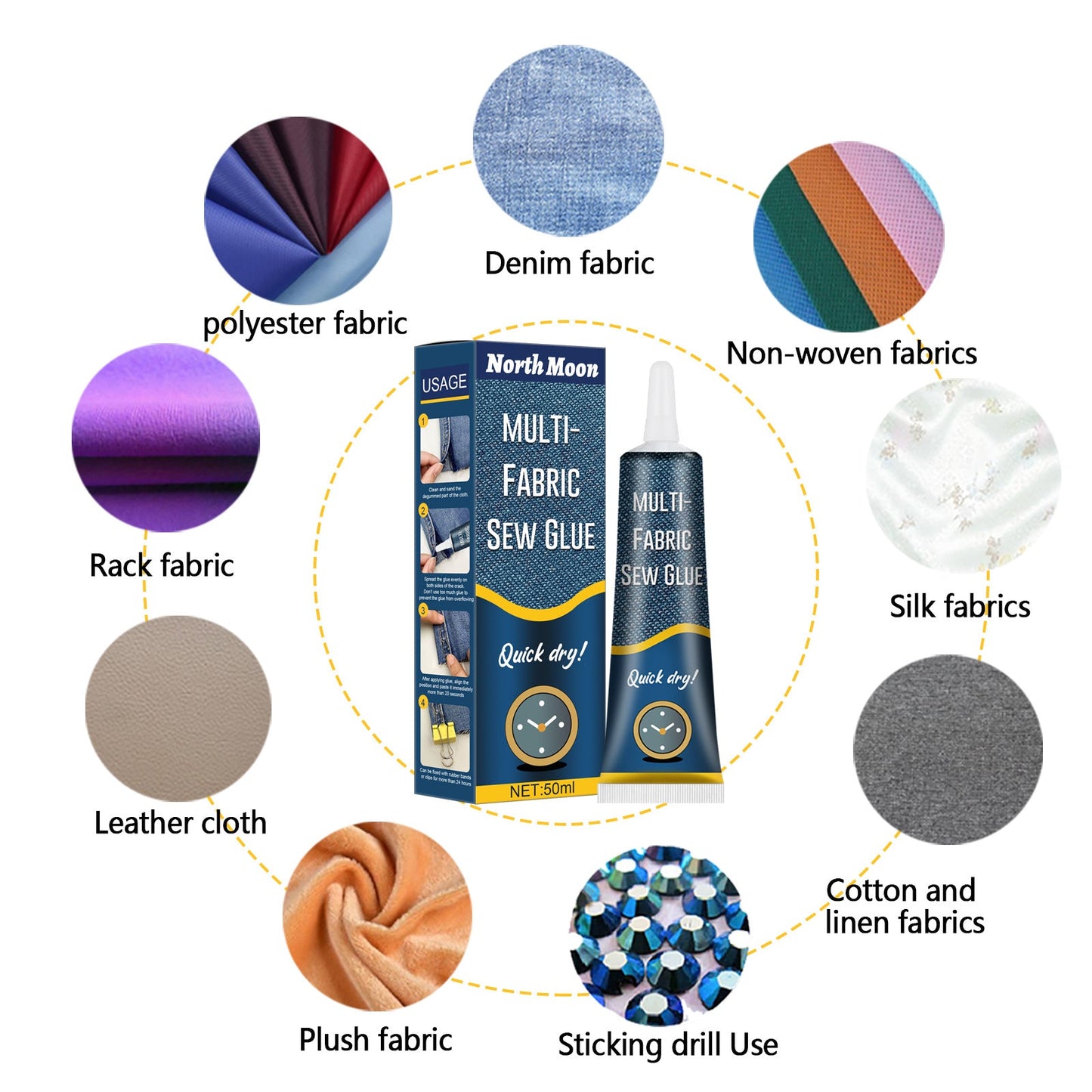 North Moon Fabric Sewing Glue Special Glue For Clothes Printing Pants Insoles Jeans Hole Fabric Glue - Korvel