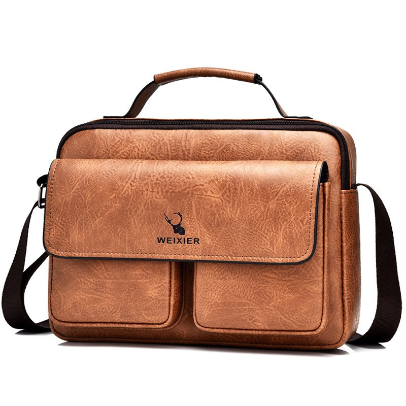 Men's Business Satchel Single Shoulder Bag Cross Body Large Capacity Single Shoulder Leisure Bag Messenger Bag - Korvel