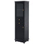 Tall Bathroom Storage Cabinet with Glass Doors, Free-Standing, Two Drawers, and Adjustable Shelves, MDF Board, Painted Black - Korvel