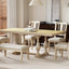 Traditional 6-Piece 78inch Trestle Extendable Dining Table Set with One 18inch Removable Leaf Padded Dining Chairs Bench,Natural - Korvel