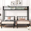 Twin over Twin & Twin Bunk Beds for 3, Twin XL over Twin & Twin Bunk Bed Metal Triple Bunk Bed, Black - Korvel