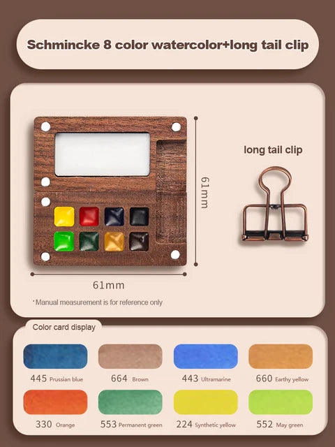 Mingke Mini Watercolor Paint Box with Notebook - 8 Colors