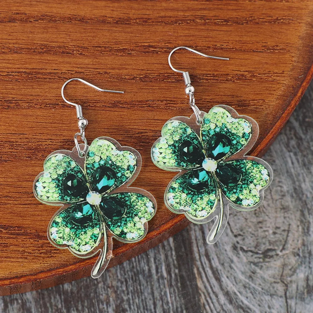 Lucky Clover Acrylic Dangle Earrings - Korvel