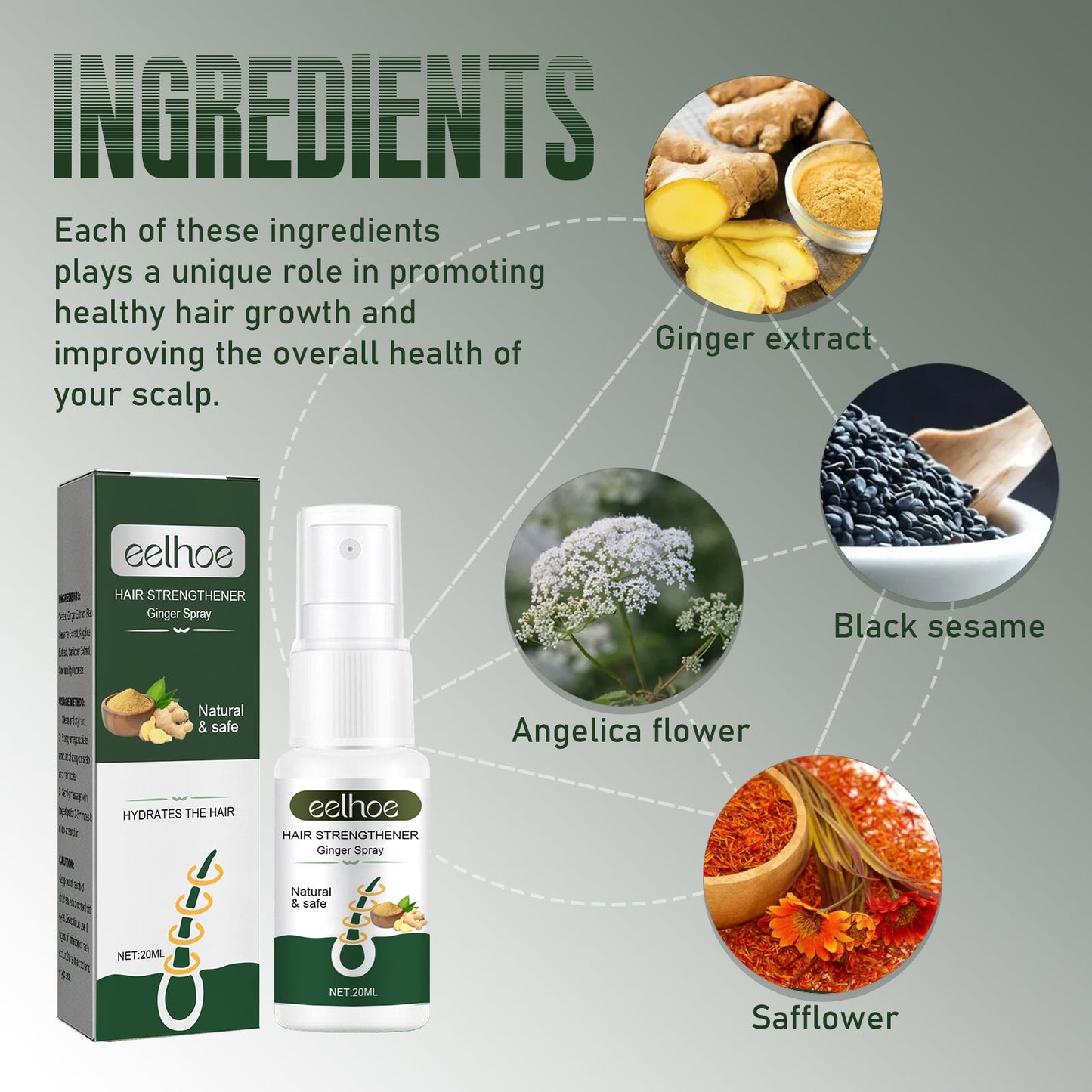 Ginger Dense Hair Spray for Nourishing and Moisturizing Hair
