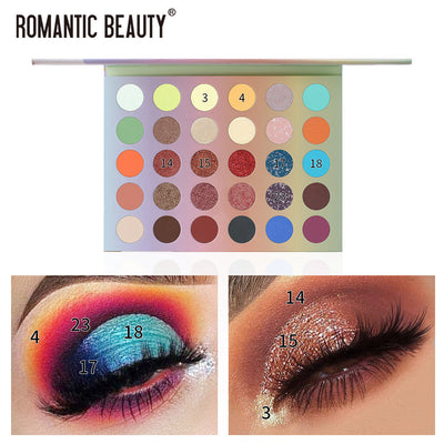 Paleta de Sombra de Ojos Mate Perlescente de 30 Colores de Romantic Beauty