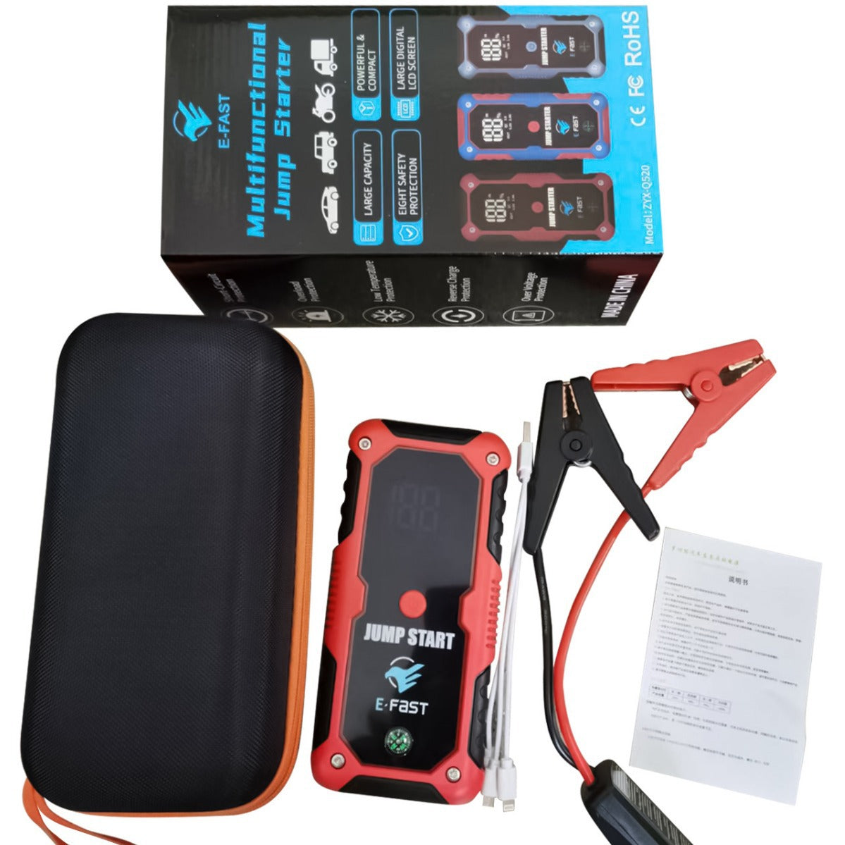 ZYX-Q520 Portable Jump Starter Power Bank 12V car starting power emergency starter Booster Powerbank With Led Light - Korvel