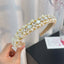 New handmade beaded crystal pearl retro exaggerated internet celebrity hot selling thin edge hair accessories - Korvel