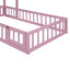 Wooden Twin Size Children's Bed with Detachable Headboard, Pink